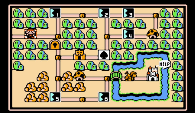 The revolutionary overhead map of Mario 3, which inspired the likes of the modern Shovel Knight